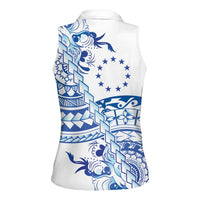 Pohnpei Liberation Day Women Sleeveless Polo Shirt Polynesian Floral Tattoo - Polynesian Pride