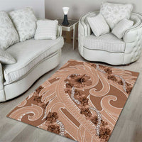 Hawaii Brown Hibiscus Pikake Lei Area Rug - Polynesian Pride