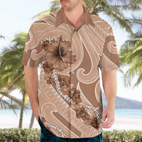 Hawaii Brown Hibiscus Pikake Lei Hawaiian Shirt - Polynesian Pride