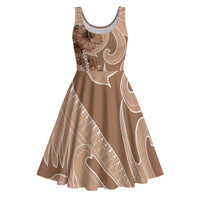 Hawaii Brown Hibiscus Pikake Lei Midi Dress - Polynesian Pride