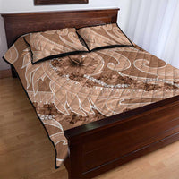 Hawaii Brown Hibiscus Pikake Lei Quilt Bed Set - Polynesian Pride