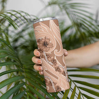 Hawaii Brown Hibiscus Pikake Lei Skinny Tumbler - Polynesian Pride