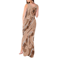 Hawaii Brown Hibiscus Pikake Lei Tank Maxi Dress - Polynesian Pride