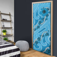 Hawaii Blue Hibiscus Pikake Lei Door Cover - Polynesian Pride