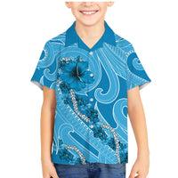 Hawaii Blue Hibiscus Pikake Lei Family Matching Mermaid Dress and Hawaiian Shirt - Polynesian Pride