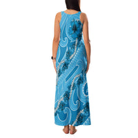 Hawaii Blue Hibiscus Pikake Lei Family Matching Tank Maxi Dress and Hawaiian Shirt - Polynesian Pride