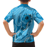 Hawaii Blue Hibiscus Pikake Lei Kid Hawaiian Shirt - Polynesian Pride