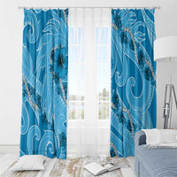 Hawaii Blue Hibiscus Pikake Lei Window Curtain - Polynesian Pride