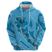 Hawaii Blue Hibiscus Pikake Lei Zip Hoodie - Polynesian Pride