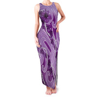 Hawaii Violet Hibiscus Pikake Lei Family Matching Tank Maxi Dress and Hawaiian Shirt - Polynesian Pride