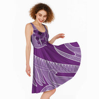 Hawaii Violet Hibiscus Pikake Lei Midi Dress - Polynesian Pride