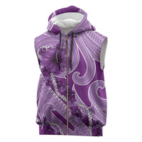 Hawaii Violet Hibiscus Pikake Lei Sleeveless Zip Hoodie - Polynesian Pride
