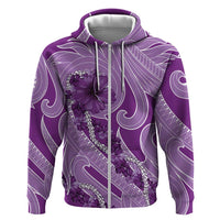 Hawaii Violet Hibiscus Pikake Lei Zip Hoodie - Polynesian Pride
