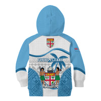 Fiji Rugby Kid Hoodie World Cup 2023 Fijian Tapa Pattern Blue Version LT05 - Polynesian Pride