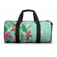 Hawaii Tropical Flowers Duffle Bag Polynesian Tattoo Mint Green