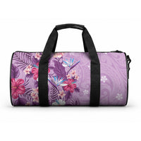 Hawaii Tropical Flowers Duffle Bag Polynesian Tattoo Lavender