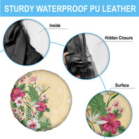 Hawaii Tropical Flowers Spare Tire Cover Polynesian Tattoo Buttermilk