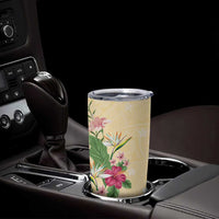 Hawaii Tropical Flowers Tumbler Cup Polynesian Tattoo Buttermilk