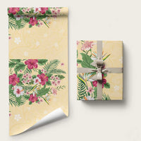 Hawaii Tropical Flowers Wrapping Paper Polynesian Tattoo Buttermilk - Polynesian Pride