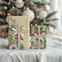 Hawaii Tropical Flowers Wrapping Paper Polynesian Tattoo Buttermilk - Polynesian Pride