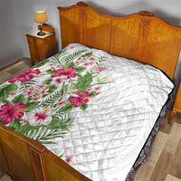 Hawaii Tropical Flowers Quilt Polynesian Tattoo White