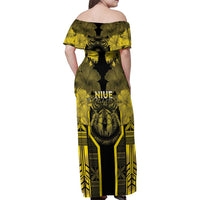 Niue The Rock Family Matching Off Shoulder Maxi Dress and Hawaiian Shirt The Island Of The Uga - Polynesian Pride