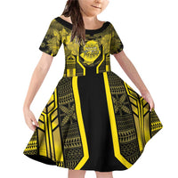Niue The Rock Family Matching Off Shoulder Short Dress and Hawaiian Shirt The Island Of The Uga - Polynesian Pride