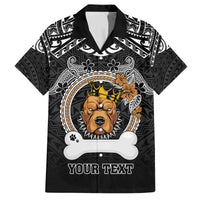 Personalized Pitbull Dog Family Matching Summer Maxi Dress and Hawaiian Shirt With Polynesian Heart Name Tags LT05 Dad's Shirt - Short Sleeve Black - Polynesian Pride