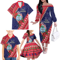 Guam Christmas Family Matching Off The Shoulder Long Sleeve Dress and Hawaiian Shirt Felis Nabidat Guaman Seal With Poinsettia LT05 - Polynesian Pride