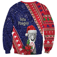 Guam Christmas Sweatshirt Felis Nabidat Guaman Seal With Poinsettia