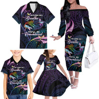 Personalised Polynesia Memorial Family Matching Off The Shoulder Long Sleeve Dress and Hawaiian Shirt Always Remembered Dragonfly Polynesian Style LT05 - Polynesian Pride