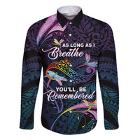 Personalised Polynesia Memorial Family Matching Short Sleeve Bodycon Dress and Hawaiian Shirt Always Remembered Dragonfly Polynesian Style LT05 Dad's Shirt - Long Sleeve Colorful - Polynesian Pride