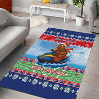 New Zealand Christmas Area Rug Funny Jet Ride Kiwi Xmas - Polynesian Pride