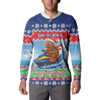 New Zealand Christmas Button Sweatshirt Funny Jet Ride Kiwi Xmas - Polynesian Pride