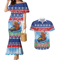 New Zealand Christmas Couples Matching Mermaid Dress and Hawaiian Shirt Funny Jet Ride Kiwi Xmas - Polynesian Pride