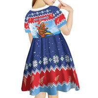 New Zealand Christmas Kid Short Sleeve Dress Funny Jet Ride Kiwi Xmas - Polynesian Pride