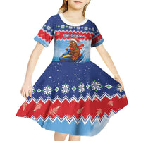 New Zealand Christmas Kid Short Sleeve Dress Funny Jet Ride Kiwi Xmas - Polynesian Pride