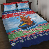 New Zealand Christmas Quilt Bed Set Funny Jet Ride Kiwi Xmas - Polynesian Pride
