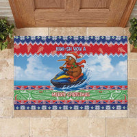 New Zealand Christmas Rubber Doormat Funny Jet Ride Kiwi Xmas - Polynesian Pride