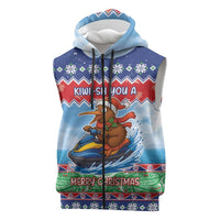 New Zealand Christmas Sleeveless Zip Hoodie Funny Jet Ride Kiwi Xmas - Polynesian Pride