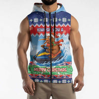 New Zealand Christmas Sleeveless Zip Hoodie Funny Jet Ride Kiwi Xmas - Polynesian Pride
