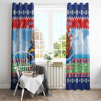 New Zealand Christmas Window Curtain Funny Jet Ride Kiwi Xmas - Polynesian Pride