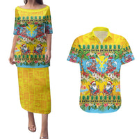 Hawaii Christmas Couples Matching Puletasi and Hawaiian Shirt Mele Kalikimaka Tropical Vibes - Polynesian Pride