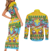 Hawaii Christmas Couples Matching Short Sleeve Bodycon Dress and Long Sleeve Button Shirt Mele Kalikimaka Tropical Vibes - Polynesian Pride