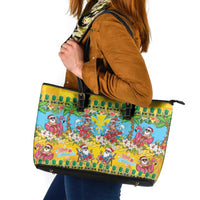 Hawaii Christmas Leather Tote Bag Mele Kalikimaka Tropical Vibes - Polynesian Pride