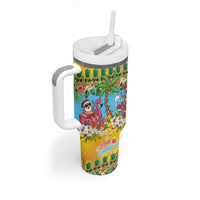 Hawaii Christmas Tumbler With Handle Mele Kalikimaka Tropical Vibes - Polynesian Pride