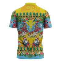 Hawaii Christmas Zipper Polo Shirt Mele Kalikimaka Tropical Vibes - Polynesian Pride