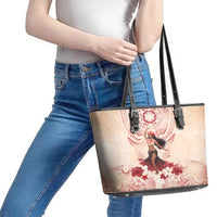 Tahiti Women's Day Leather Tote Bag With Polynesian Pattern