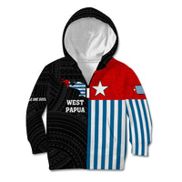 Personalised West Papua Kid Hoodie Polynesian Pattern With Coat Of Arms LT05 Zip Hoodie Blue - Polynesian Pride