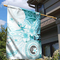 Samoa Siapo Pattern With Teal Hibiscus Garden Flag